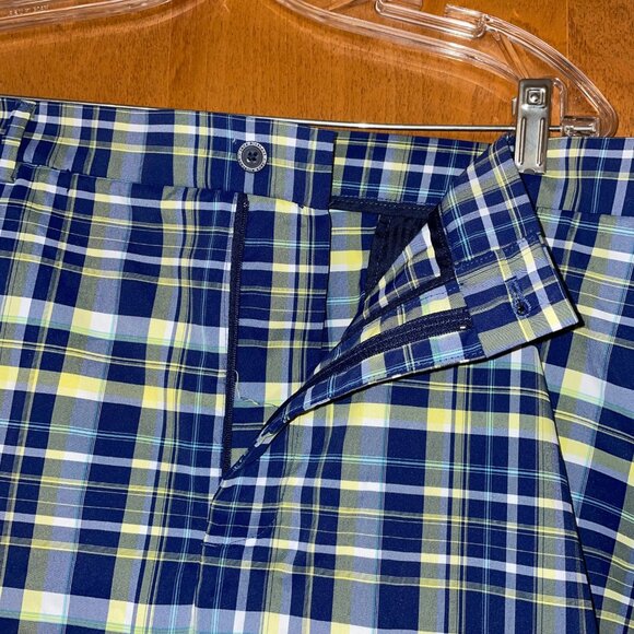 Jack Nicklaus Plaid Golf Shorts Size 40 Blue/Yellow Adjustable Waist - Picture 4 of 7